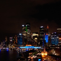 Skyline von Sydney nachts