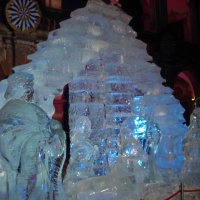 The ice nativity scene in the Landhaus courtyard